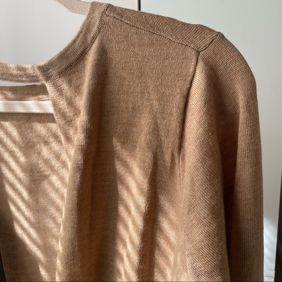 BCBGMaxAzria Tops - BCBG Max Azaria Beige Open Back Knit Sweater Top Size L